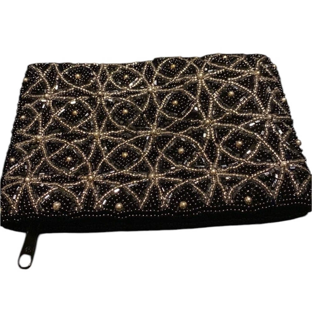 Neiman Marcus Vintage Black coin purse clutch with beautiful beadwork
